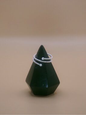 🌵Sterling Silver Twisted Open Band Ring with Cubic Zirconia